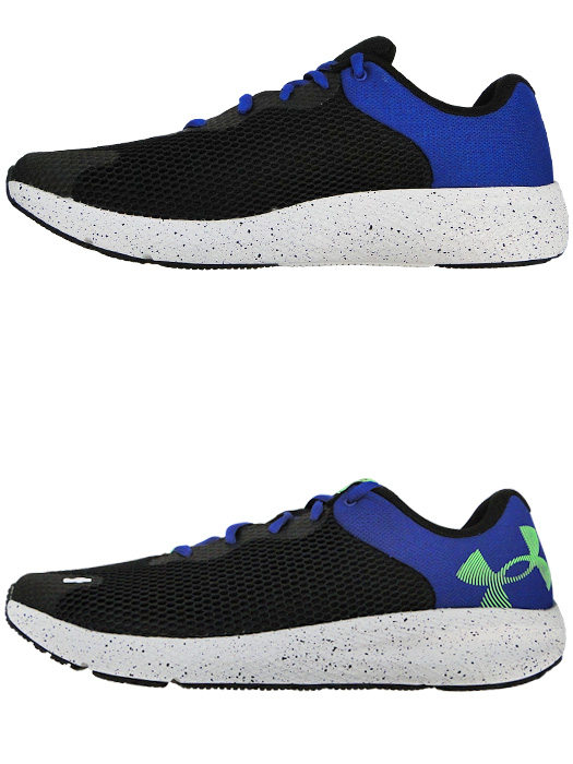 (アンダーアーマー) UNDER ARMOUR/チャージドパスート2 ビッグロゴ スパークル/ブラックXグレーXグリーン/3025249-001/ビッグサイズ