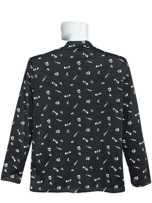 (ボギーラウンジ)BOGEY LOUNGE/メンズ/モックネックロングTシャツ/ブラック