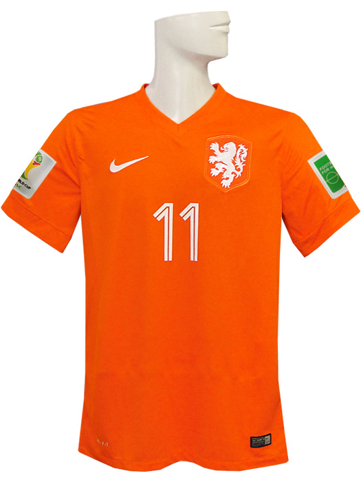 (ナイキ) NIKE/2014オランダ代表/ホーム/半袖/ロッベン/2014ワールドカップ/スリーブバッジ+FOOTBALL FOR HOPEバッジ付/577962-815