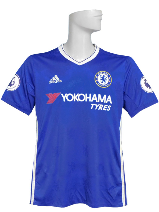 ***両側部若干汚れあり***(アディダス) adidas/16/17チェルシー/ホーム/半袖/アザール/プレミアリーグバッジ付/BFX69-AI7182