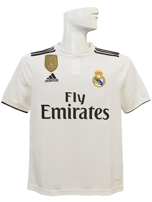 ***全体に薄い汚れあり***(アディダス) adidas/18/19レアルマドリード/ホーム/半袖/モドリッチ/ジュニア用/CWC優勝バッジ付