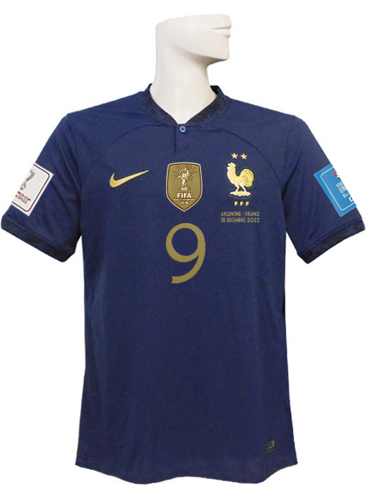 (ナイキ) NIKE/22/23フランス代表/ホーム/半袖/ジルー/決勝戦仕様/2022W杯決勝+2018W杯優勝バッジ+マッチデー付/DN0690-410