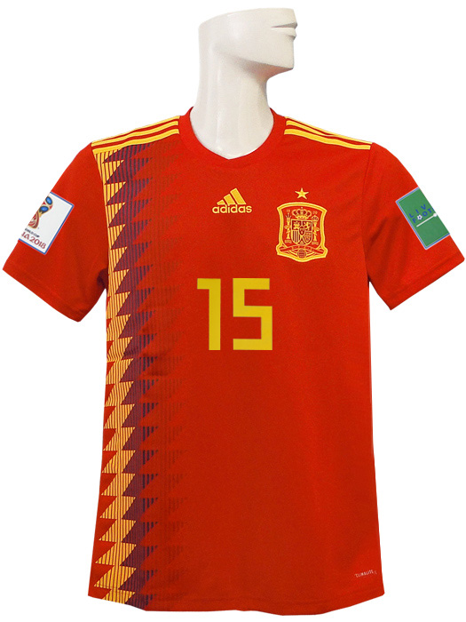 (アディダス) adidas/18/19スペイン代表/ホーム/半袖/15セルヒオ・ラモス/2018ワールドカップ+LIVING FOOTBALLバッジ付/DTY42-CX5355