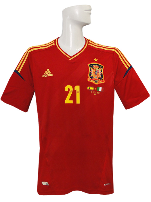 (アディダス) adidas/12/13スペイン代表/ホーム/半袖/ダビド・シルバ/EURO2012決勝イタリア戦/マッチデープリント/ZU355-X10937