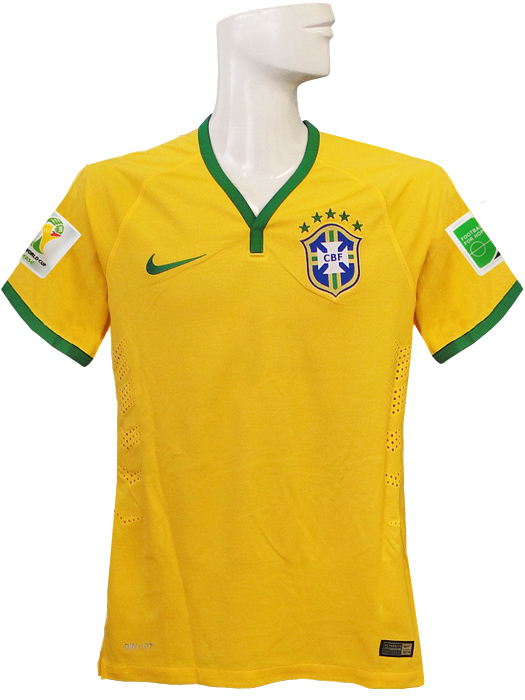ナイキ Nike 14ブラジル代表 オーセンティック ホーム 半袖 ワールドカップバッジ付 フルマーキング仕様 703 サッカーショップ ネイバーズスポーツ