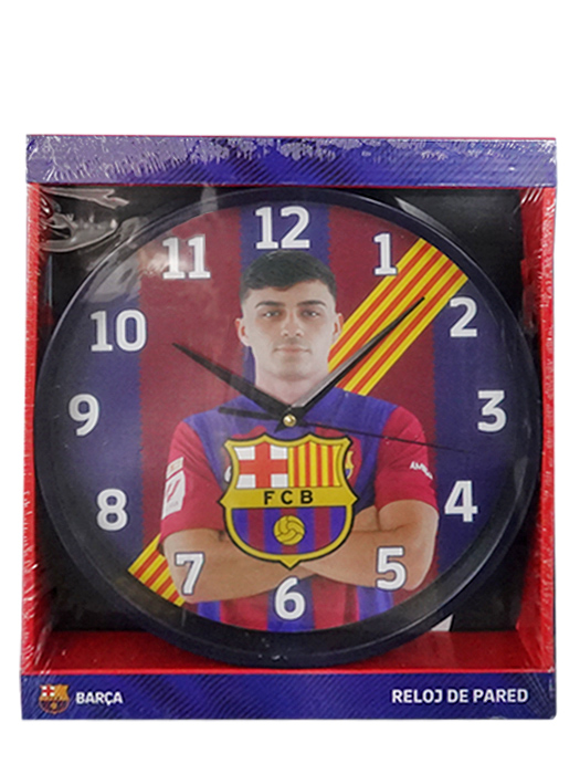 クラブオフィシャルグッズ/バルセロナ/オフィシャル 壁掛け時計/ペドリ/ネイビーXレッド/8721001703340
