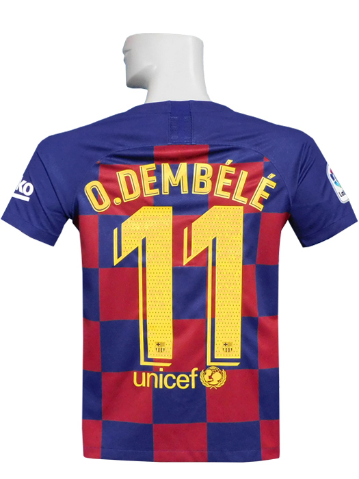 ***若干前と後ろに傷あり***(ナイキ) NIKE/19/20バルセロナ/ホーム/半袖/デンベレ/ジュニア用/AJ5801-457