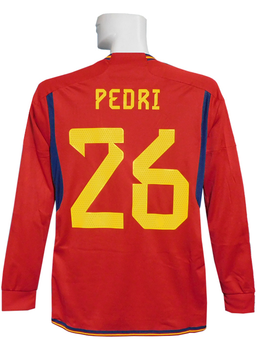 ***限定再入荷***(アディダス) adidas/22/23スペイン代表/ホーム/長袖/ペドリ/2022W杯パッチ付/TI476-HF1412