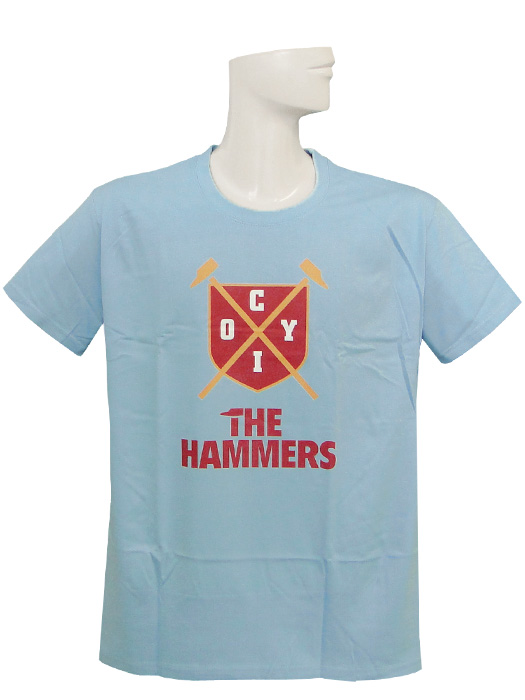 (リテイク) RE-TAKE/ウエストハム/The Hammers Shield Tシャツ/スカイ/WESTHAM-T-SHIRT/簡易配送(CARDのみ送料注文後変更/1点限/保障無)